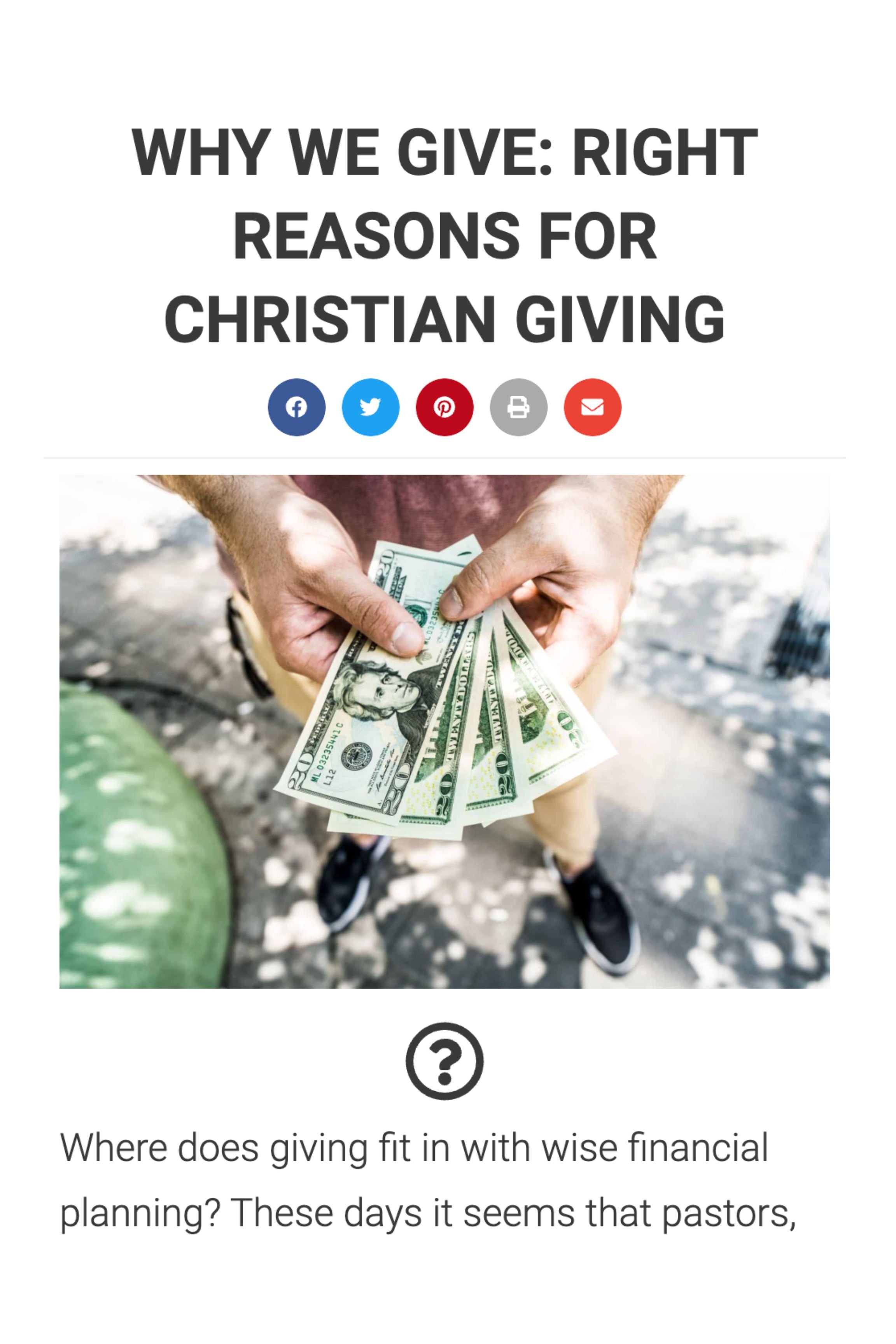 "Why We Give: Right Reasons for Christian Giving" by Focus on the Family
