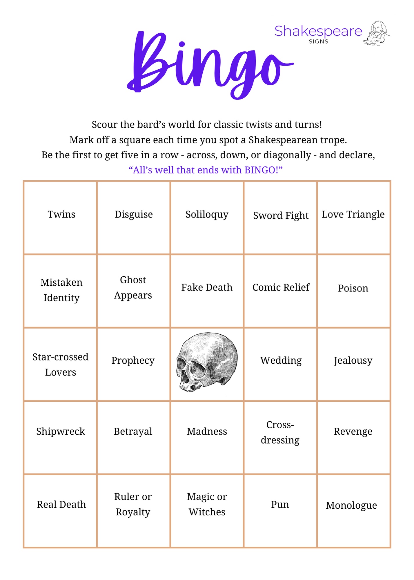 Shakespeare Bingo!
