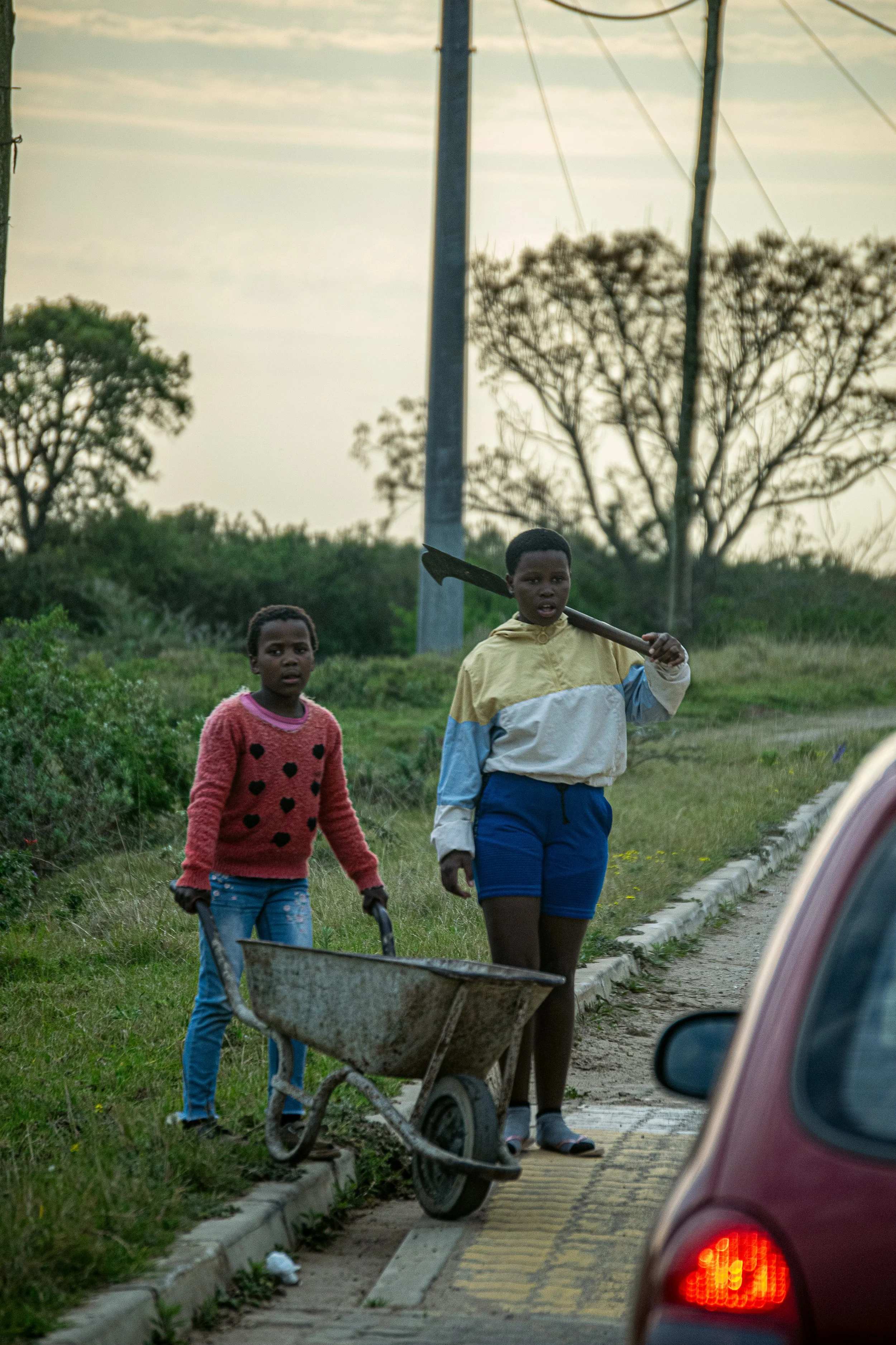 Young girls outside the Bathurst township about to go  into the bushveld to collect wood to fuel their homes