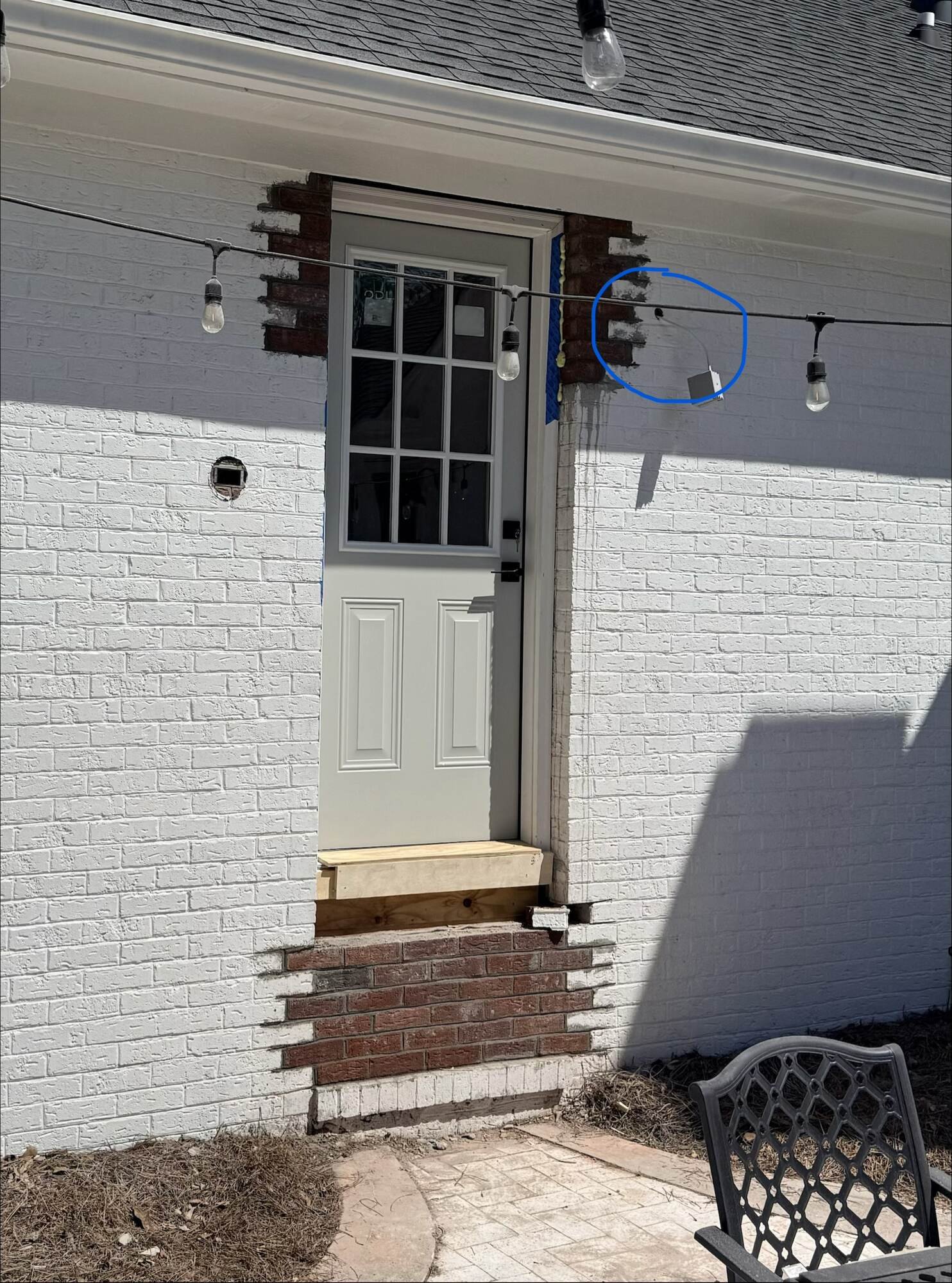 During — newly raised side door where old side door once sat