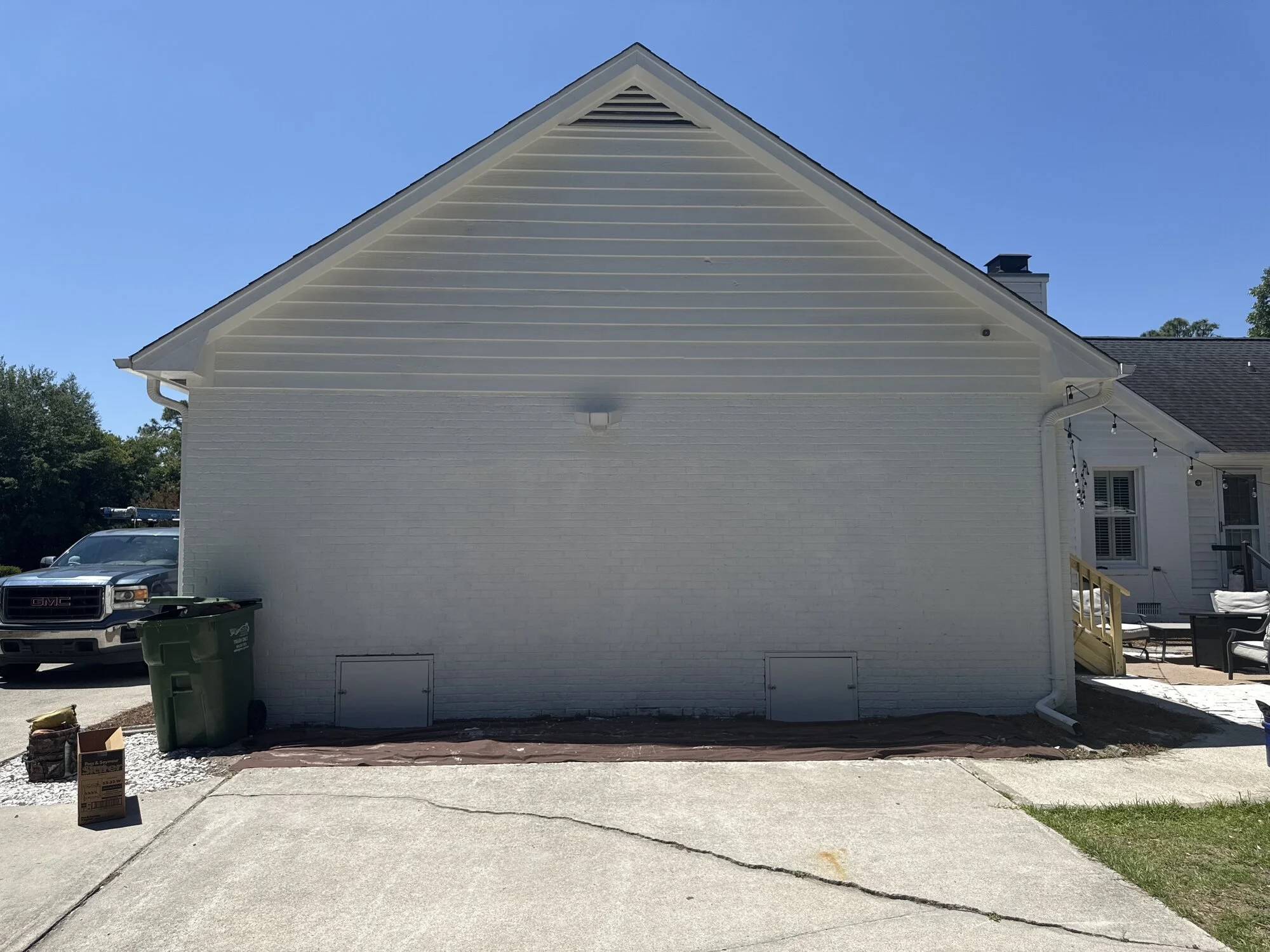 After - New end of garage with brick where garage door once was