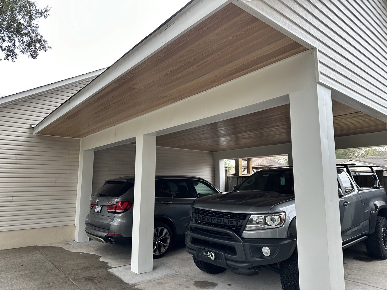 Carport addition, underside view