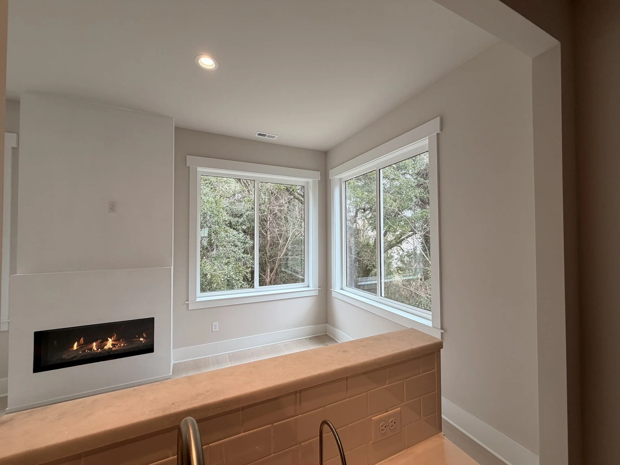 After — View into new family room from kitchen sink