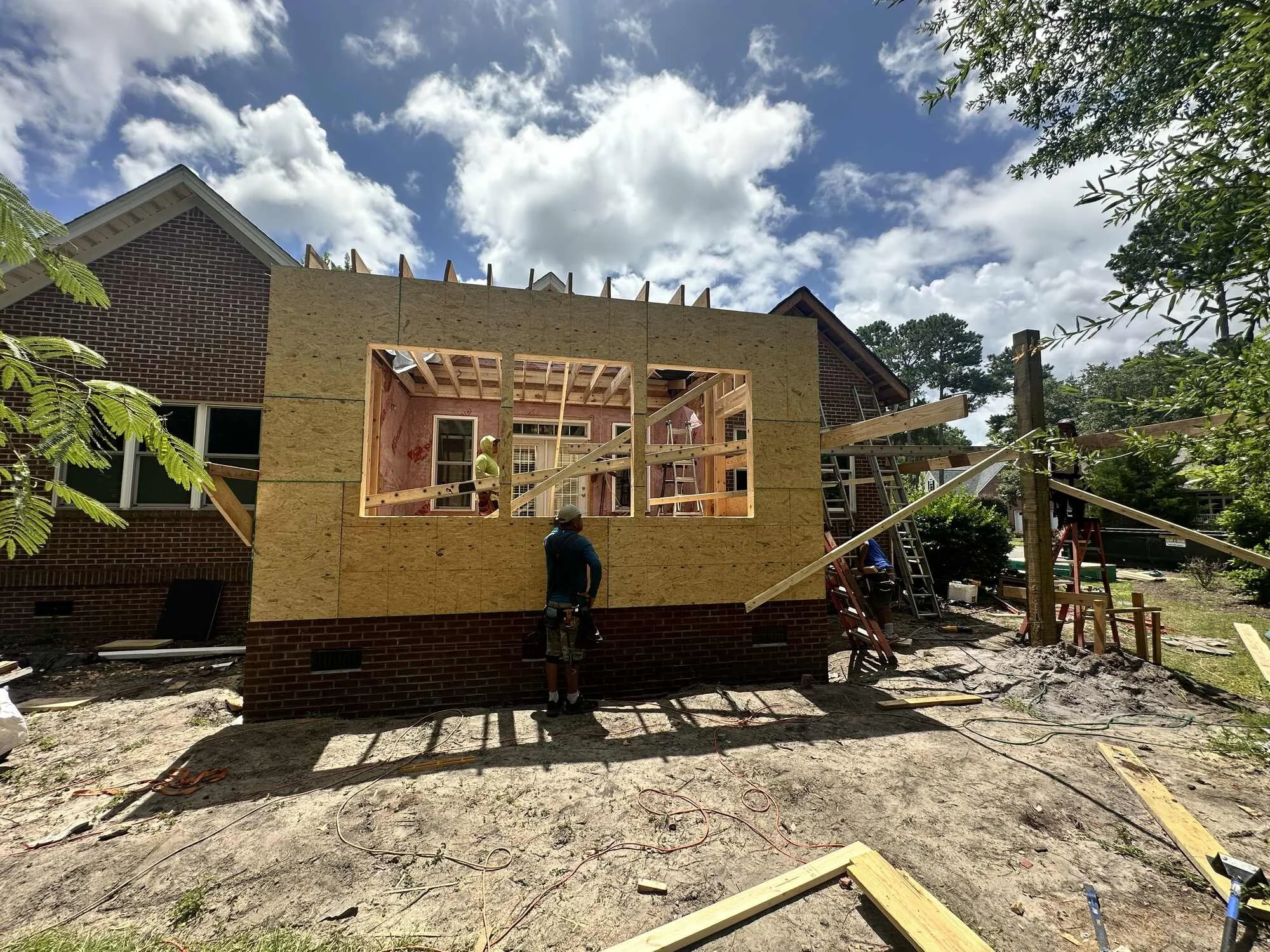 During — the framed shell almost complete
