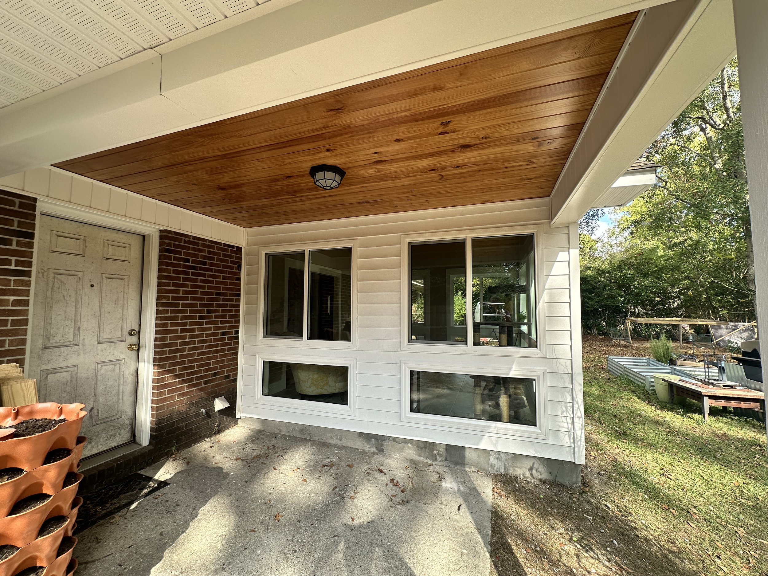 Sunroom addition open porch