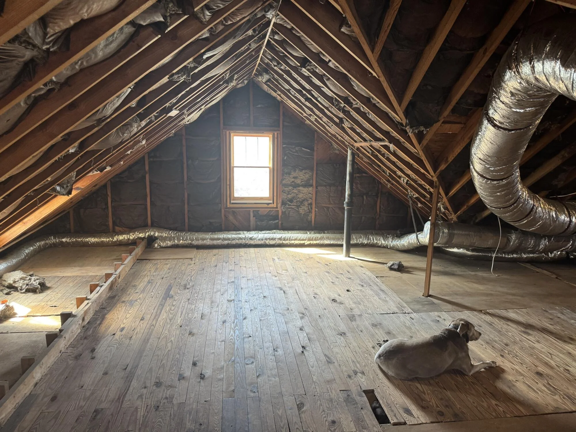 Before — dark, uninhabitable attic space before the build-out