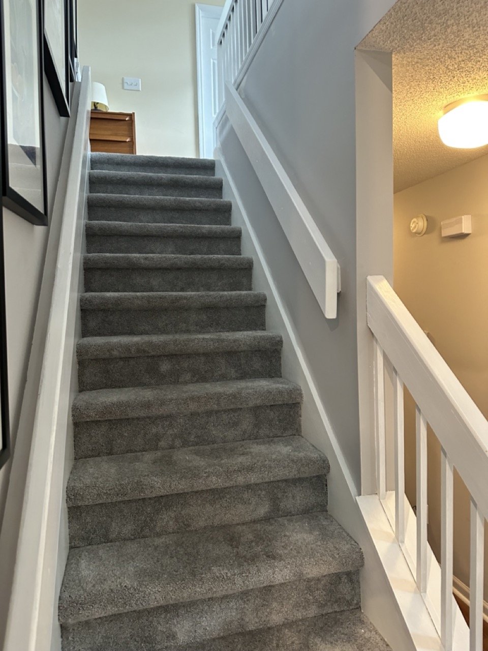 Added this stair railing to the right side of the stairwell