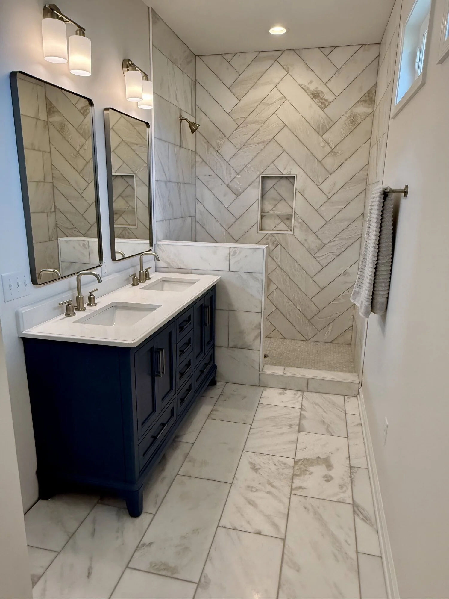 Natural Marble Master Bath — Tanbridge, Wilmington