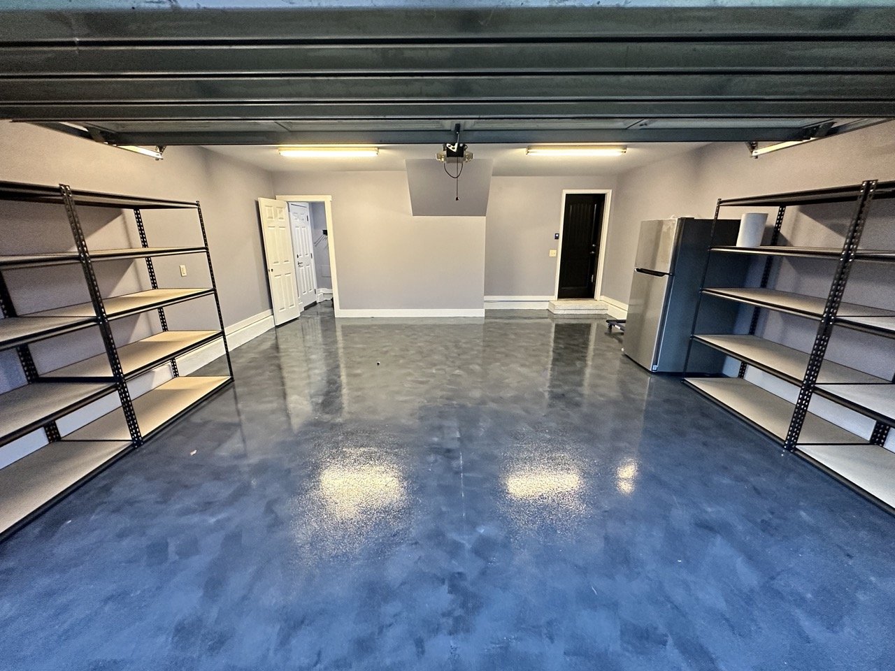 Garage renovation, including new polycuramine floor coating