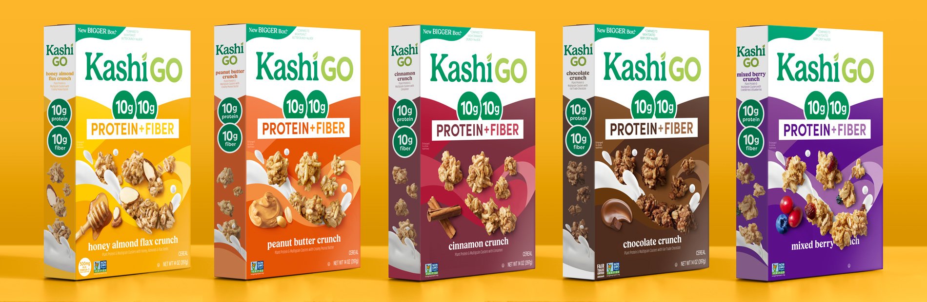 Kashi Go cereal packaging photography lineup