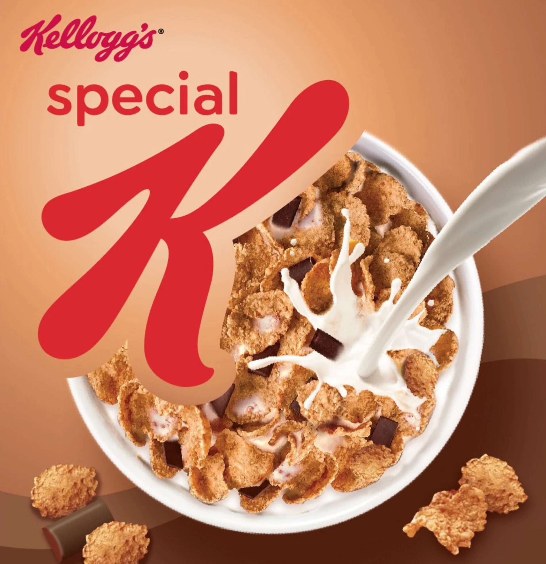 Special K  cereal box chocolate — CPG packaging photography for breakfast brand marketing