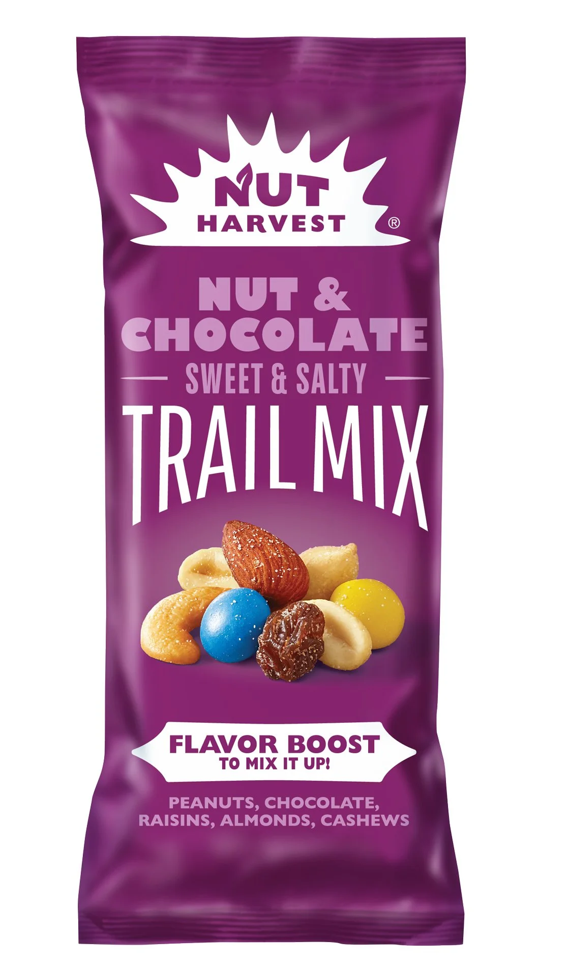 Nut Harvest Trail Mix packaging photography — snack product photography for CPG client