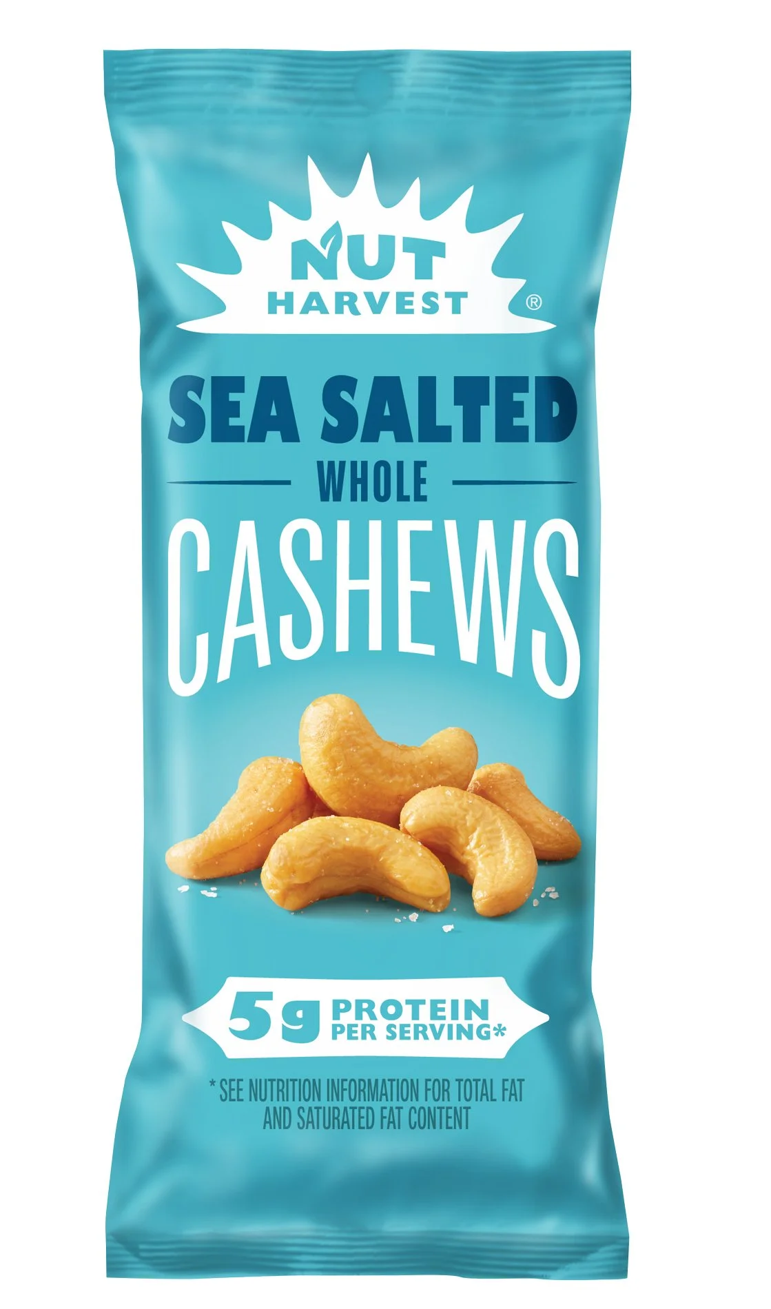 Nut Harvest Cashews packaging photography — snack product photography for CPG client