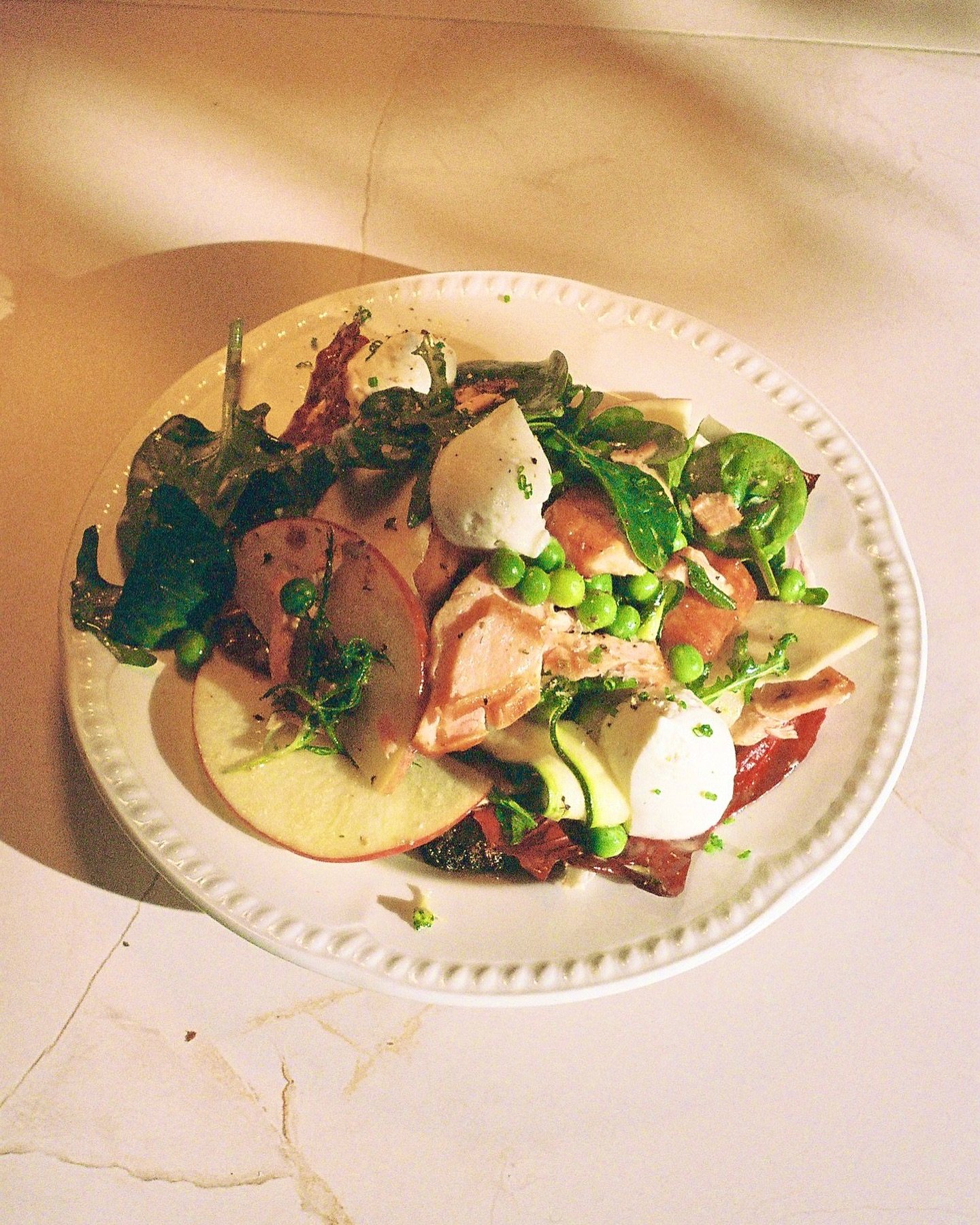 House Smoked Trout Salad 🥗 

Whipped Ricotta, Pickled Zucchini, Charred Broccoli, Rocket, Peas, Fresh Herb, L|C&rsquo;s Chilli oil, Lemon Vinaigrette, Apple, Radicchio

A dish absolutely singing with flavour. Who would have thought fresh crunchy app