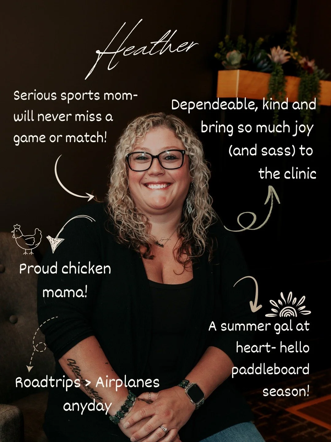 Happy 4th Work-A-Versary, Heather! ✨

You bring laughter, wit and so much efficiency to our clinic. We are so thankful for your loyalty and kindness to our patients over the last four years. It is truly and honor to serve with you year after year! We