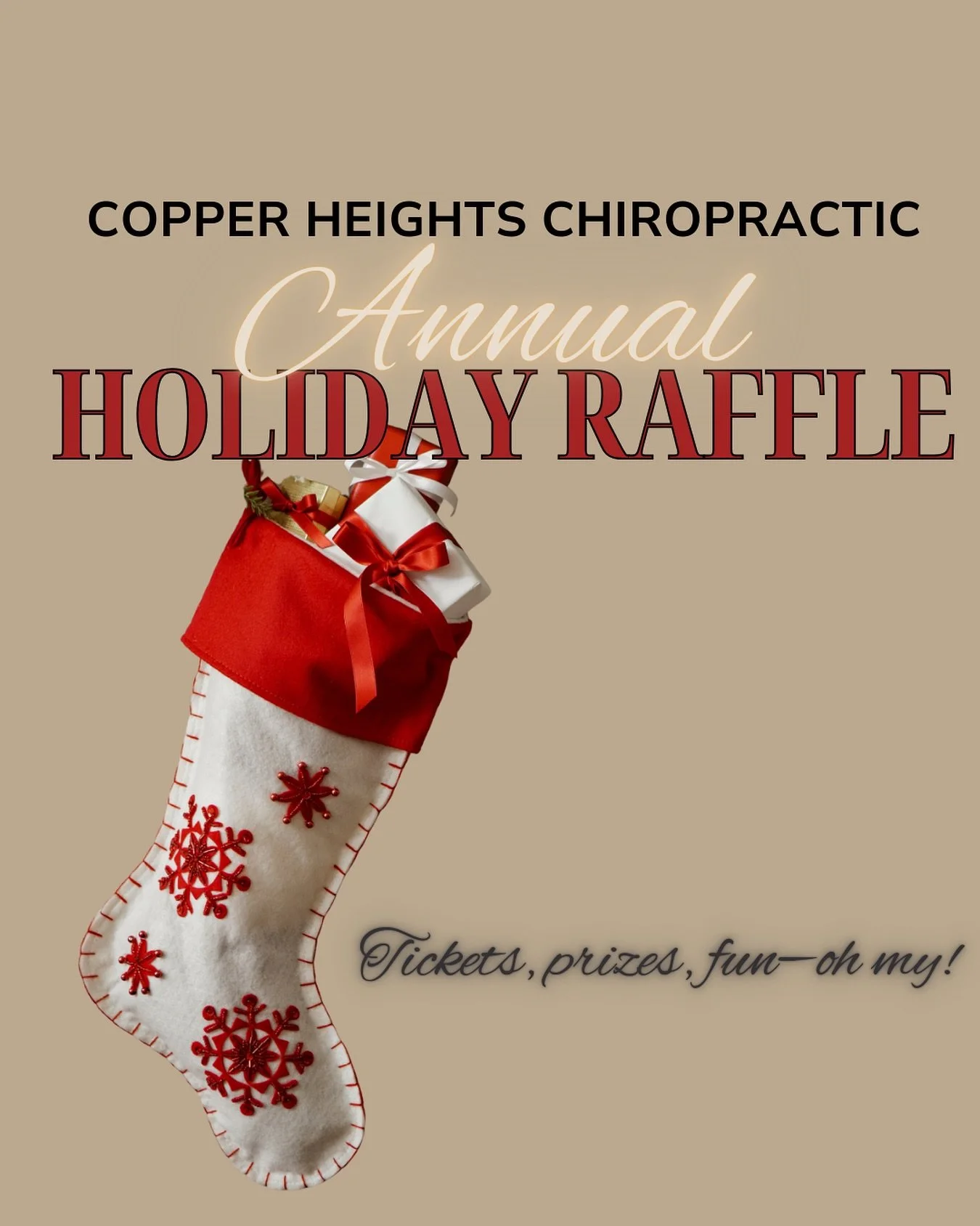 Feeling lucky? Good&mdash;because your next adjustment could earn you tickets toward our in-office giveaway. 🎟️ 🎄🎁

Google reviews, photos, referrals&hellip; each one gets you closer. Check out the flier at your next appointment to see how to play