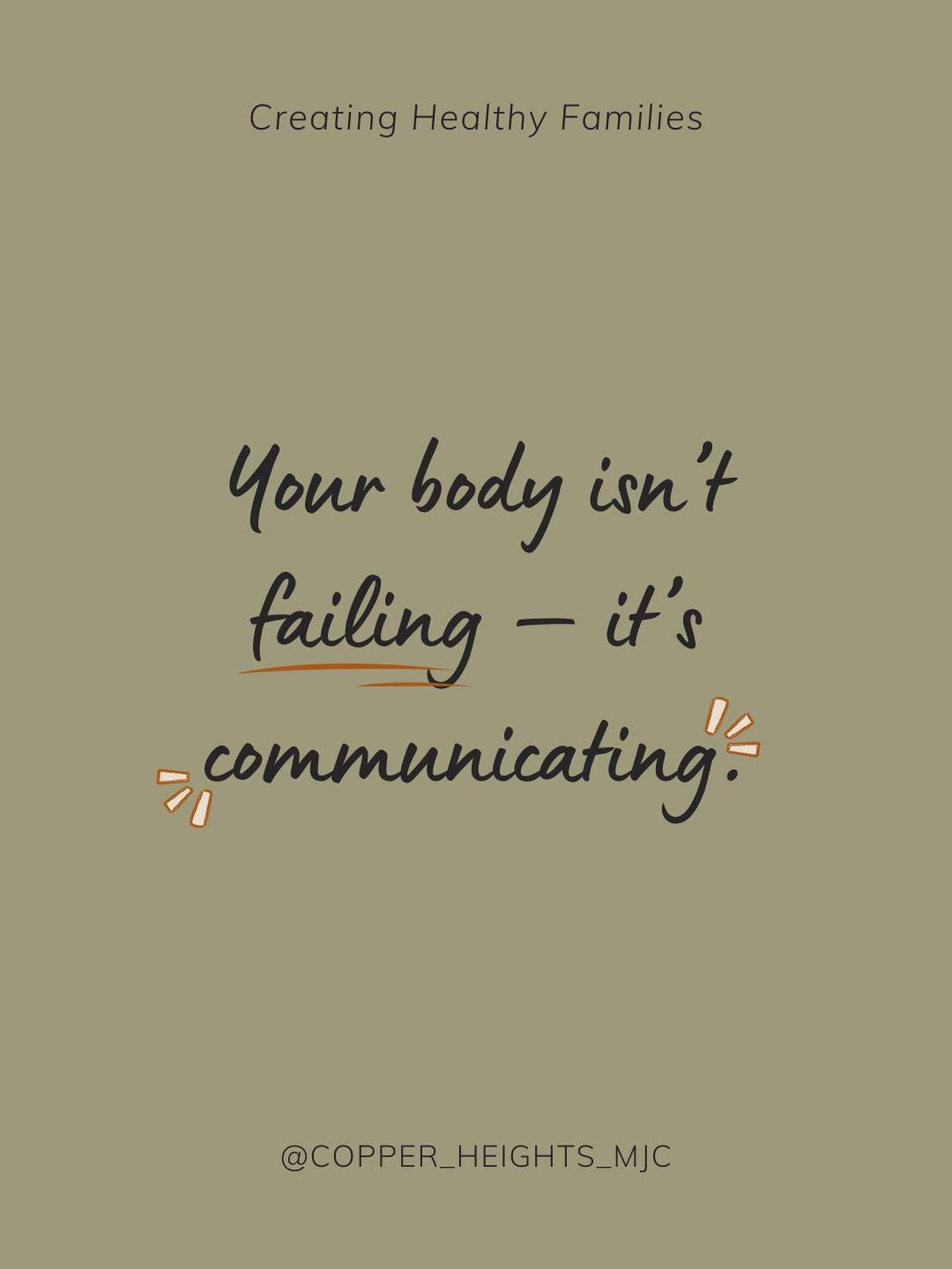 Tight muscles may be protecting you.
Fatigue might be asking you to slow down.
Pain might be calling for support, not punishment.

When we listen instead of push through, we move from surviving to restoring. Chiropractic care helps your body communic