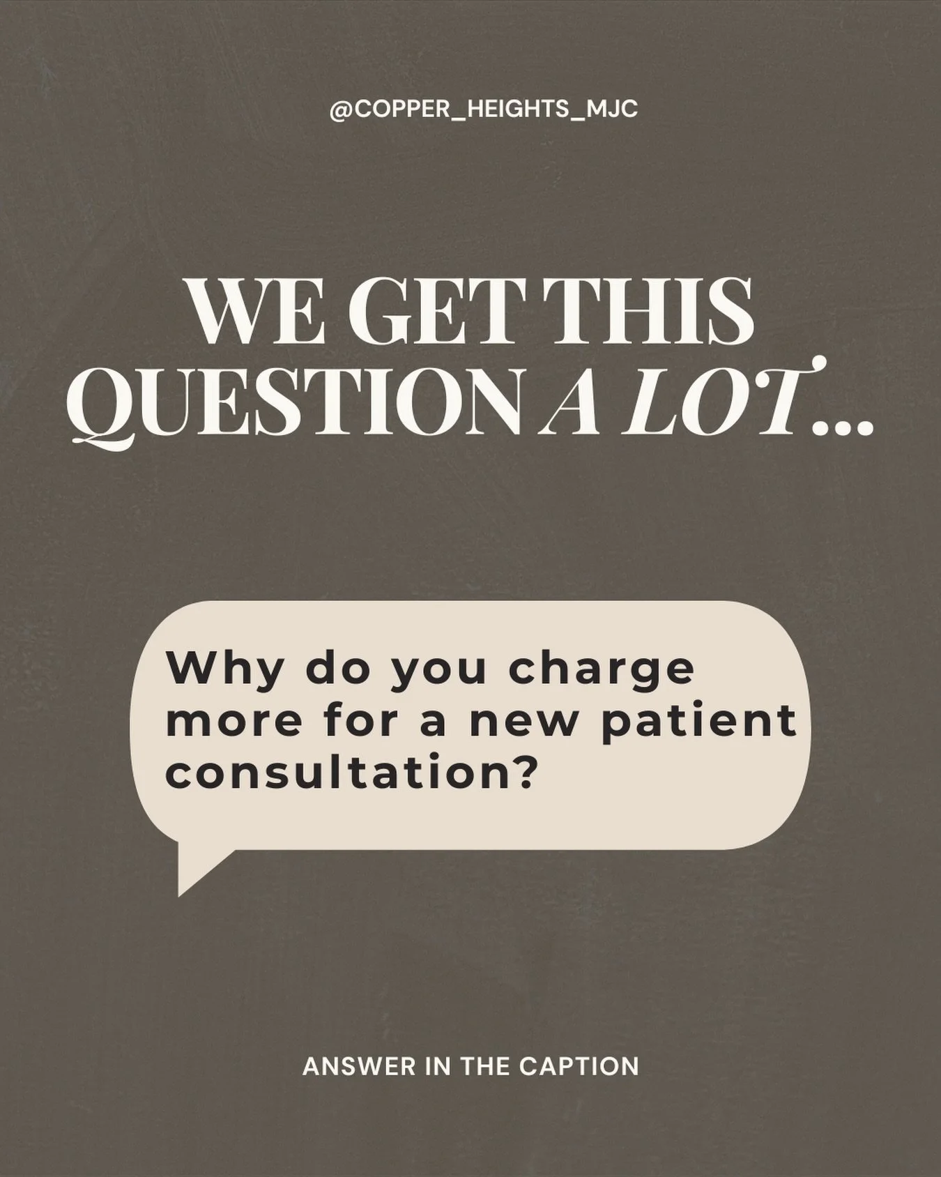 Ever wonder why the first visit costs a little more? 🤔

It&rsquo;s because your initial appointment at Copper Heights is where we slow down, get curious, and learn the full story your body is trying to tell us. 

We talk through your health history 