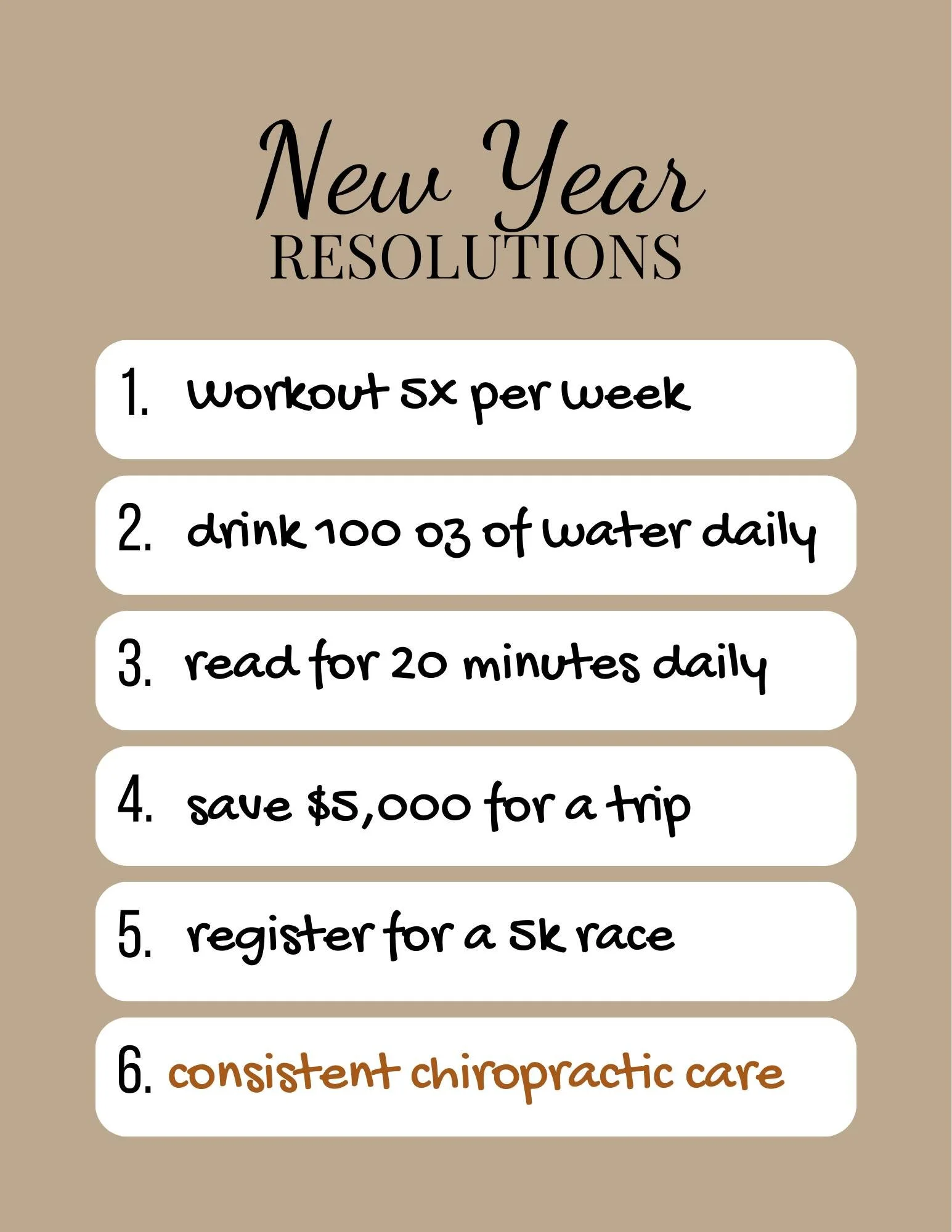 January health goals tend to be big and bold.

But real wellness is quieter than that. It&rsquo;s built through small, consistent choices that support your body over time.

Regular chiropractic care helps your nervous system stay regulated, your body