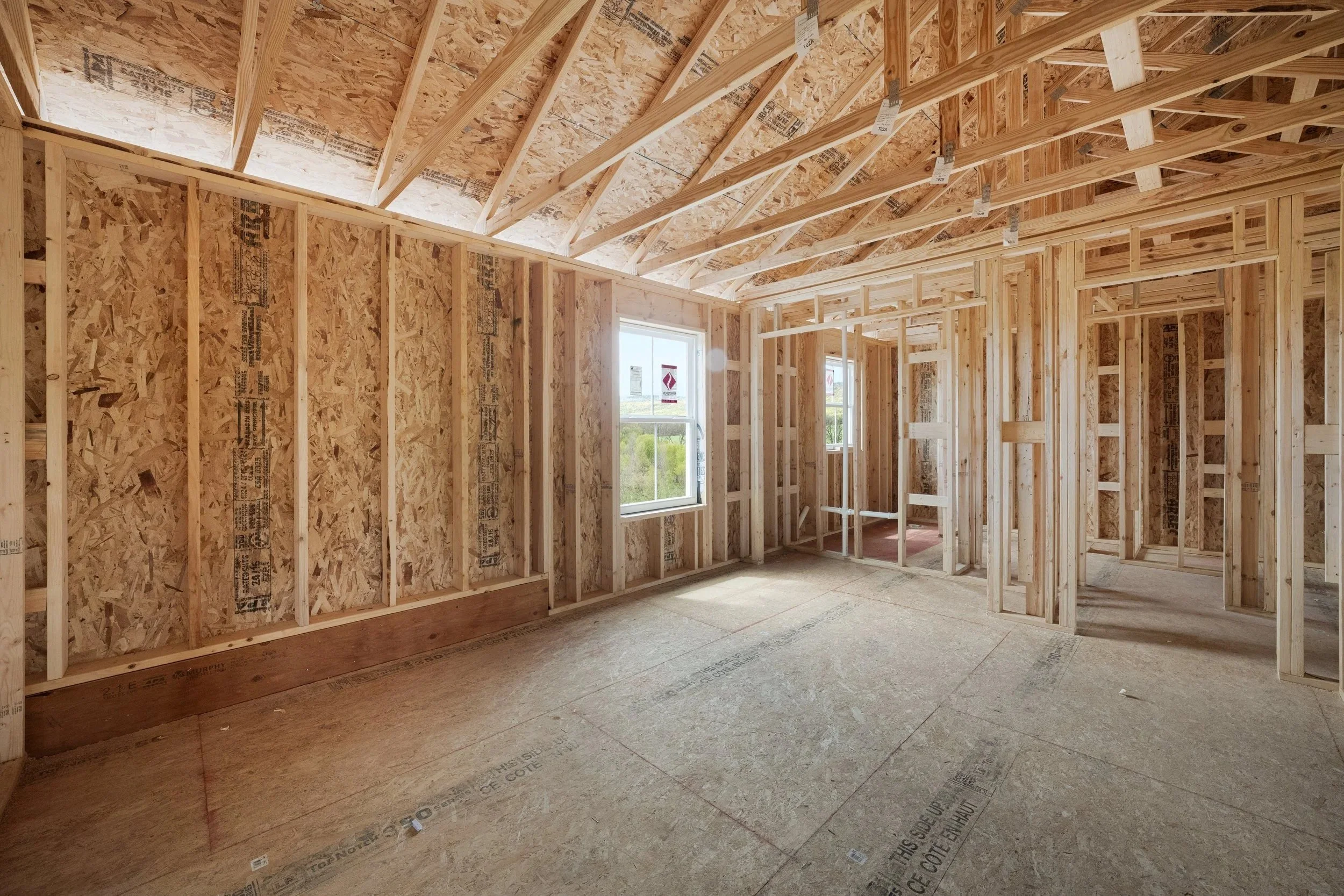 Framed master bedroom in new construction home