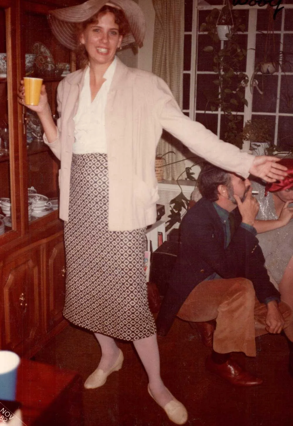 Detroit WSU Grad Student party, Barbara as Virginia Woolf, 1981.