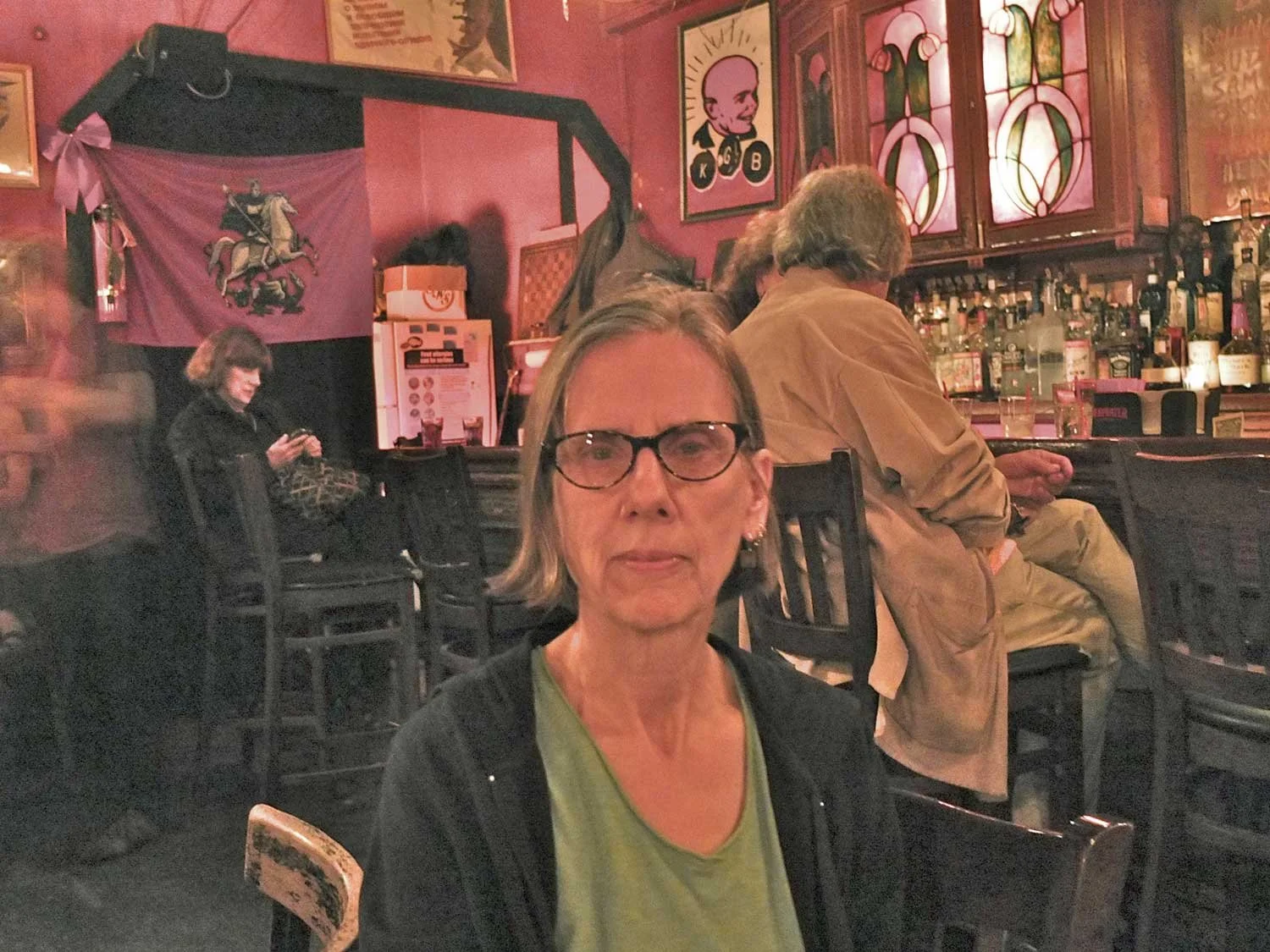 Barbara at KGB for Martine Bellen's reading, April 16, 2012.