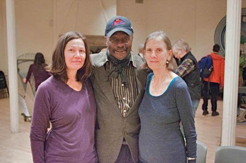Brenda Coultas, David Henderson, Barbara at Barb's reading at The Poetry Project, photo by Mook, February 29, 2012. 