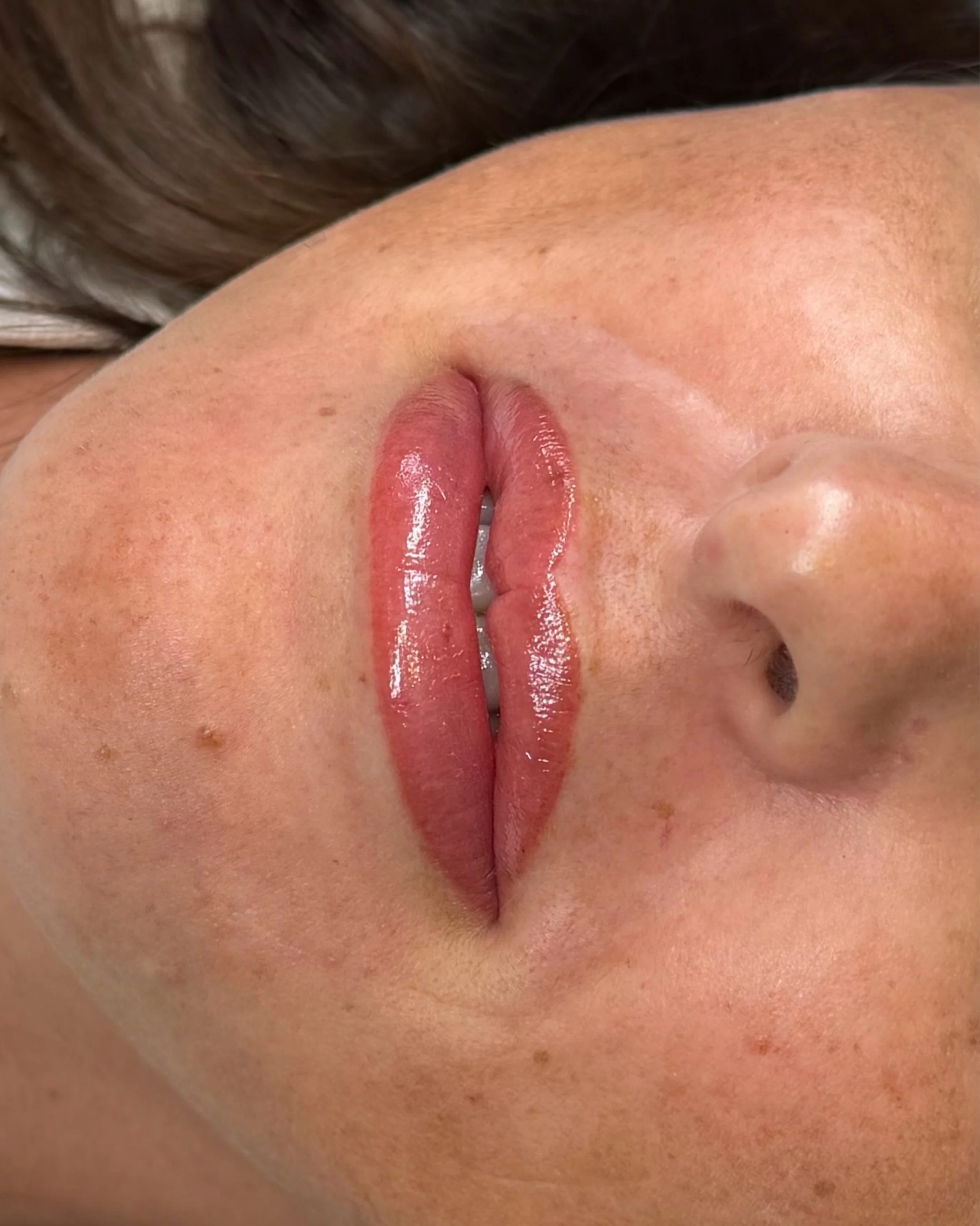 Lip Blush before, during &amp; after ✨

A soft, semi-permanent tint designed to enhance your natural lips with subtle definition, balanced symmetry and effortless colour.

This client chose a nude pink tone to complement her everyday look, creating a
