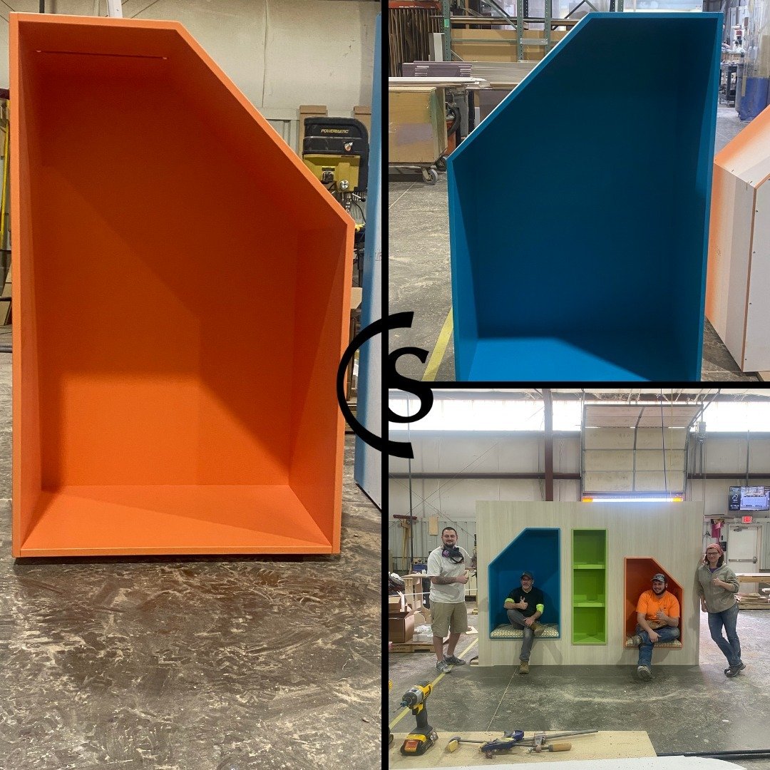 Take a look at these 'book nooks' being assembled at the SDBA shop!

These are some pretty awesome pieces with custom benches built into the bookshelves themselves. They are going to receive some fun coats of paint and will wind up being a pretty fun