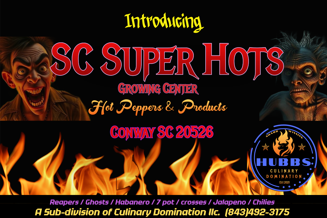 carolina reaper, Pepper x, Ghost peppers, Giant Habanero, Fried Chicken peppers, Black Cobra Peppers, AJI Amarillo