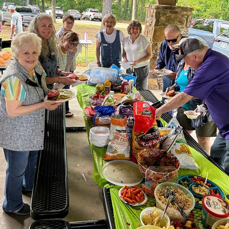 getting food at SAGE gathering