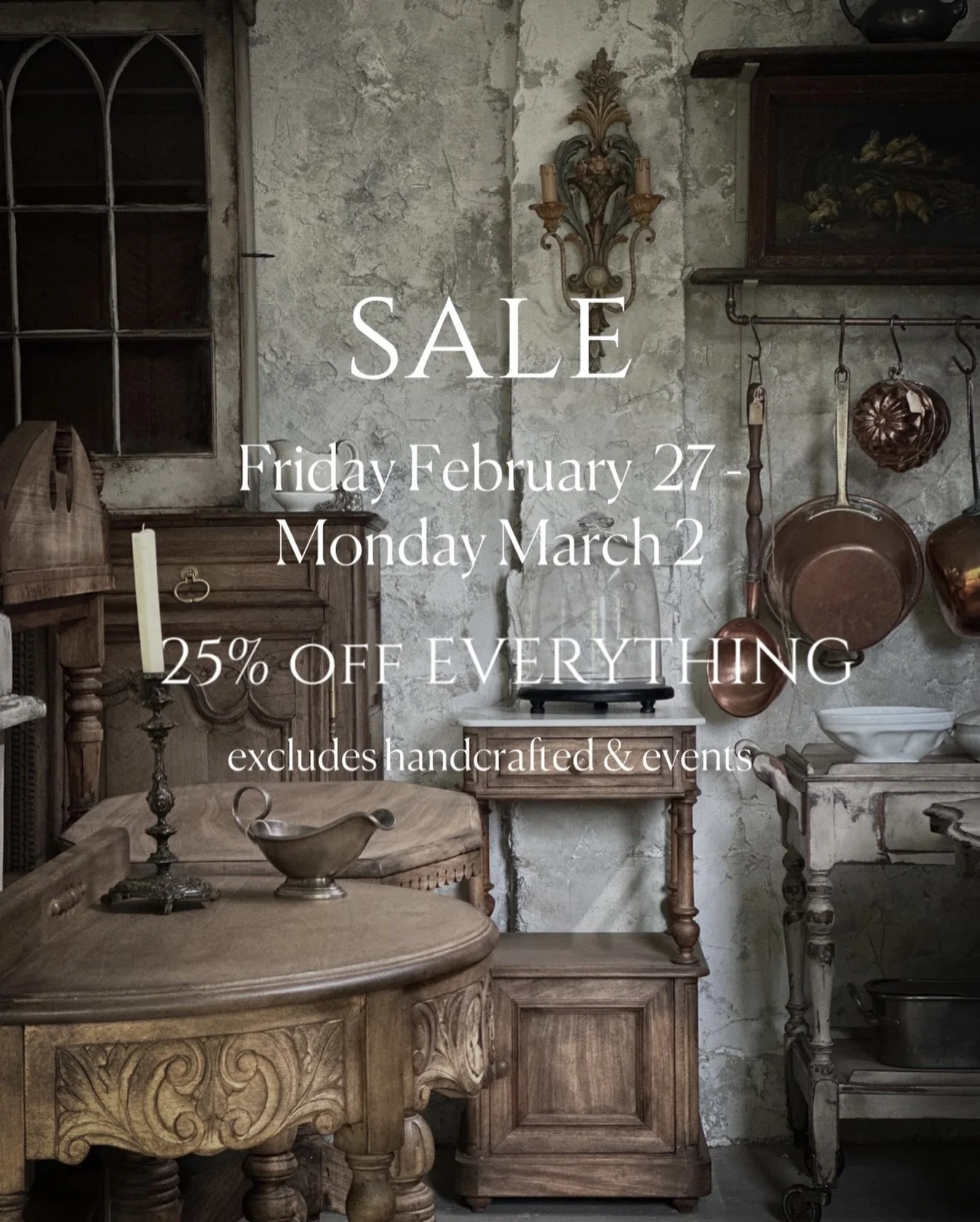 Don&rsquo;t miss this!!!! 

We don&rsquo;t have SALES often so mark your diaries, Friday 27 February 7.00pm AEDT -  Monday 2 March 11.59pm AEDT; 25% off everything excluding handcrafted and events in our online store. Enter code SALE2026 at checkout 