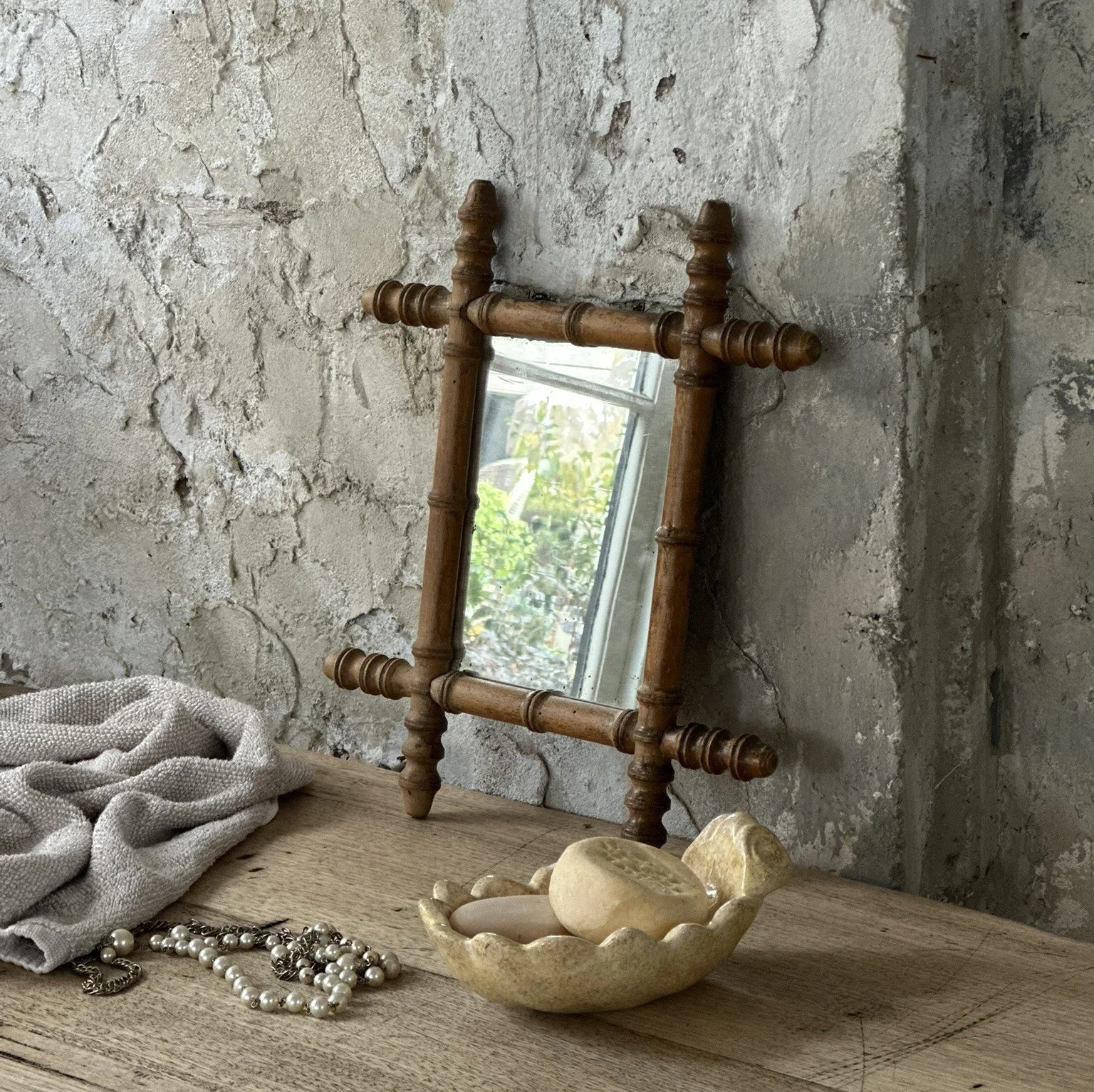 Faux bamboo mirror