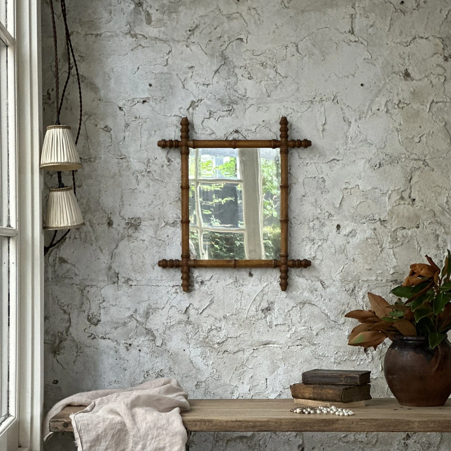 Faux bamboo mirror