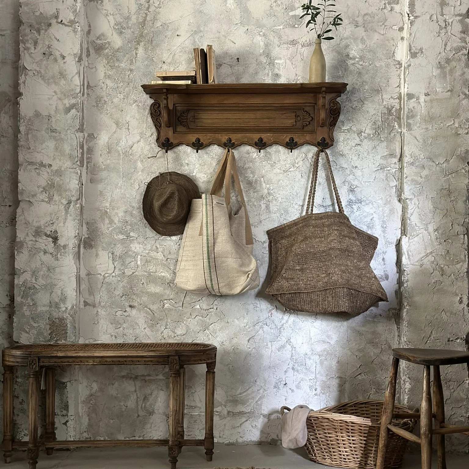 French oak coat rack