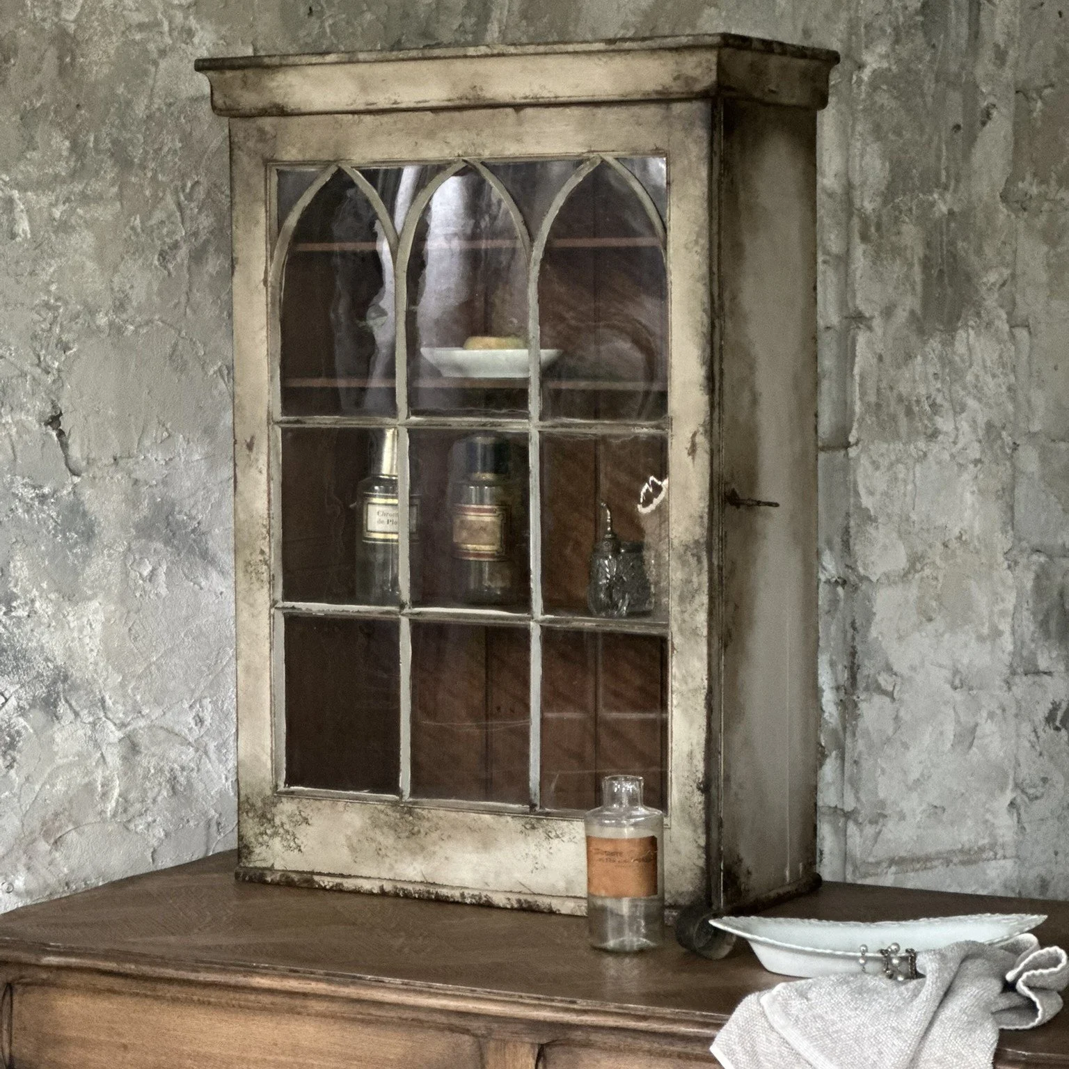 Table top glass door cabinet