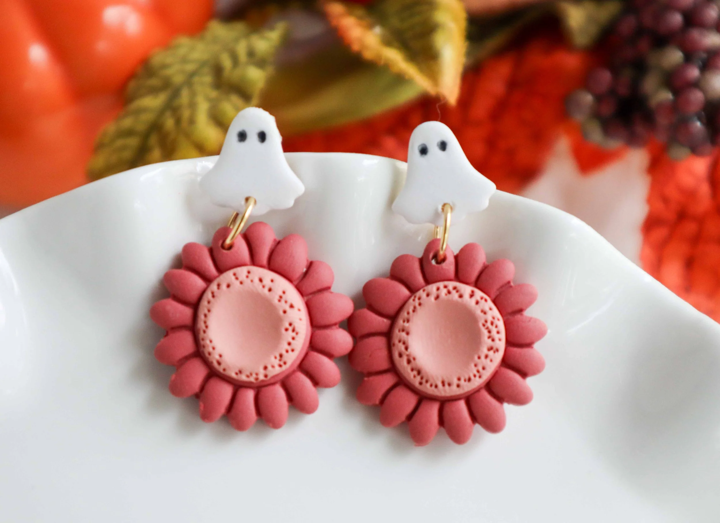 Ghost & Sunflower Earrings