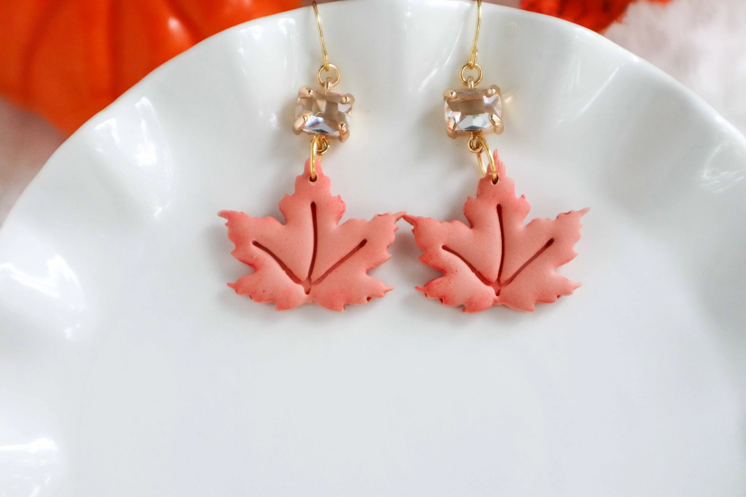 Crystal Maple Leaf Earrings