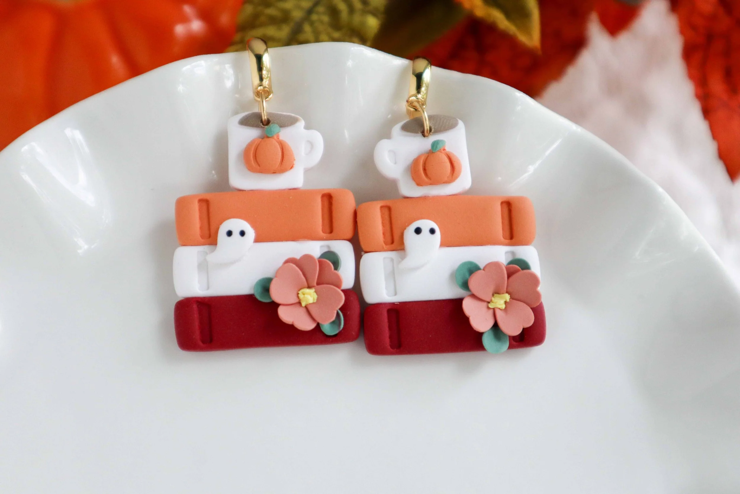 Cozy Fall Book Stack Earrings