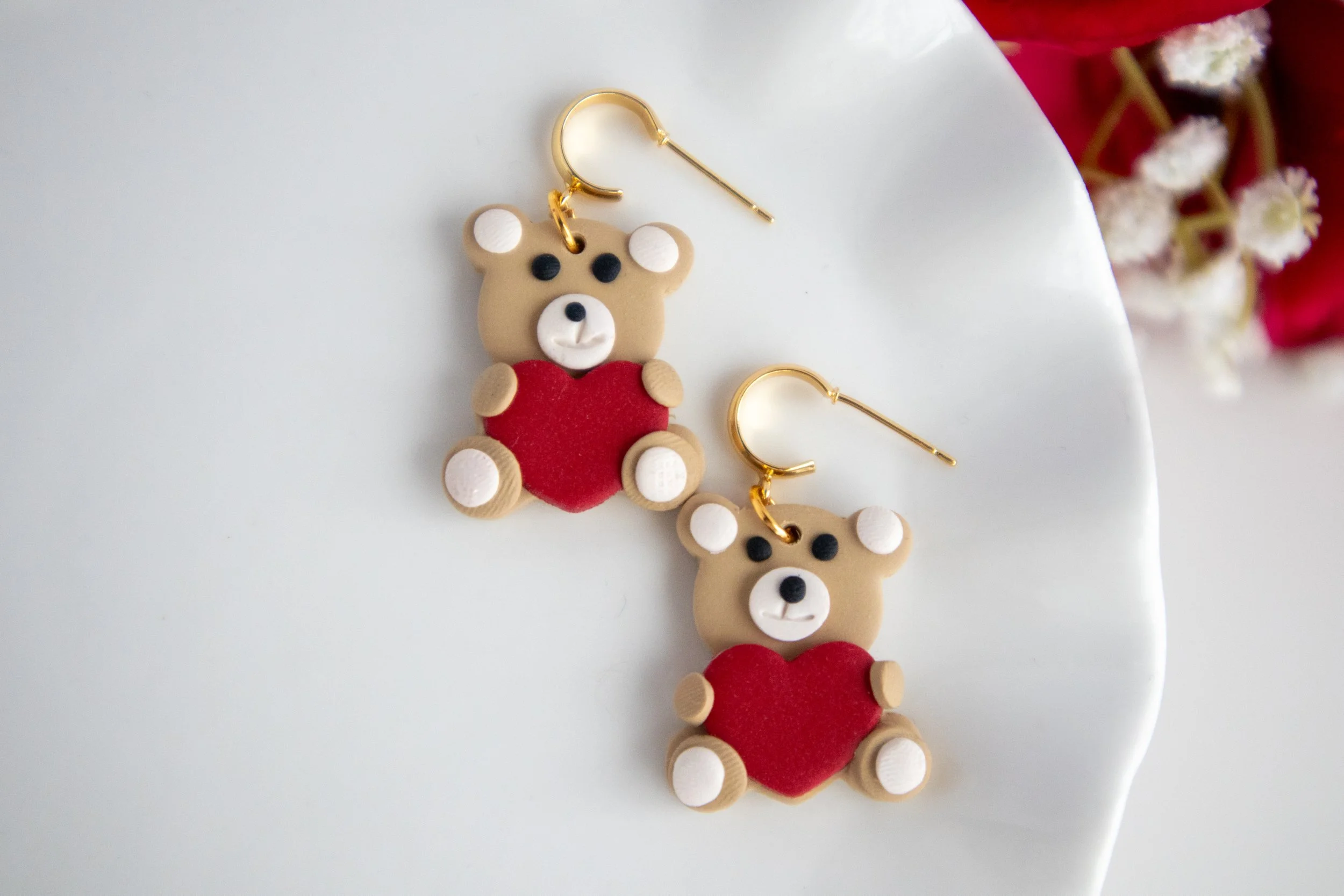 Teddy Bear Heart Valentine’s Earrings