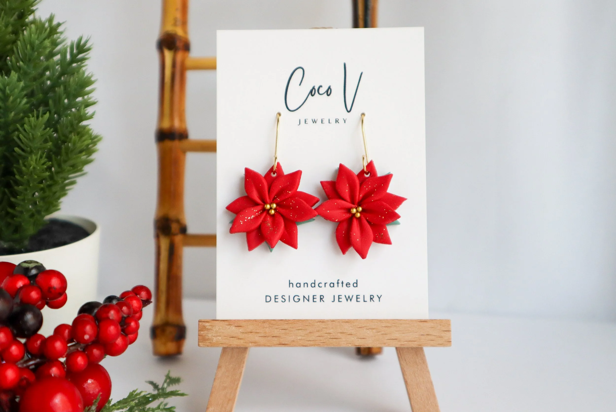 Poinsettia Flower Earrings (Copy)