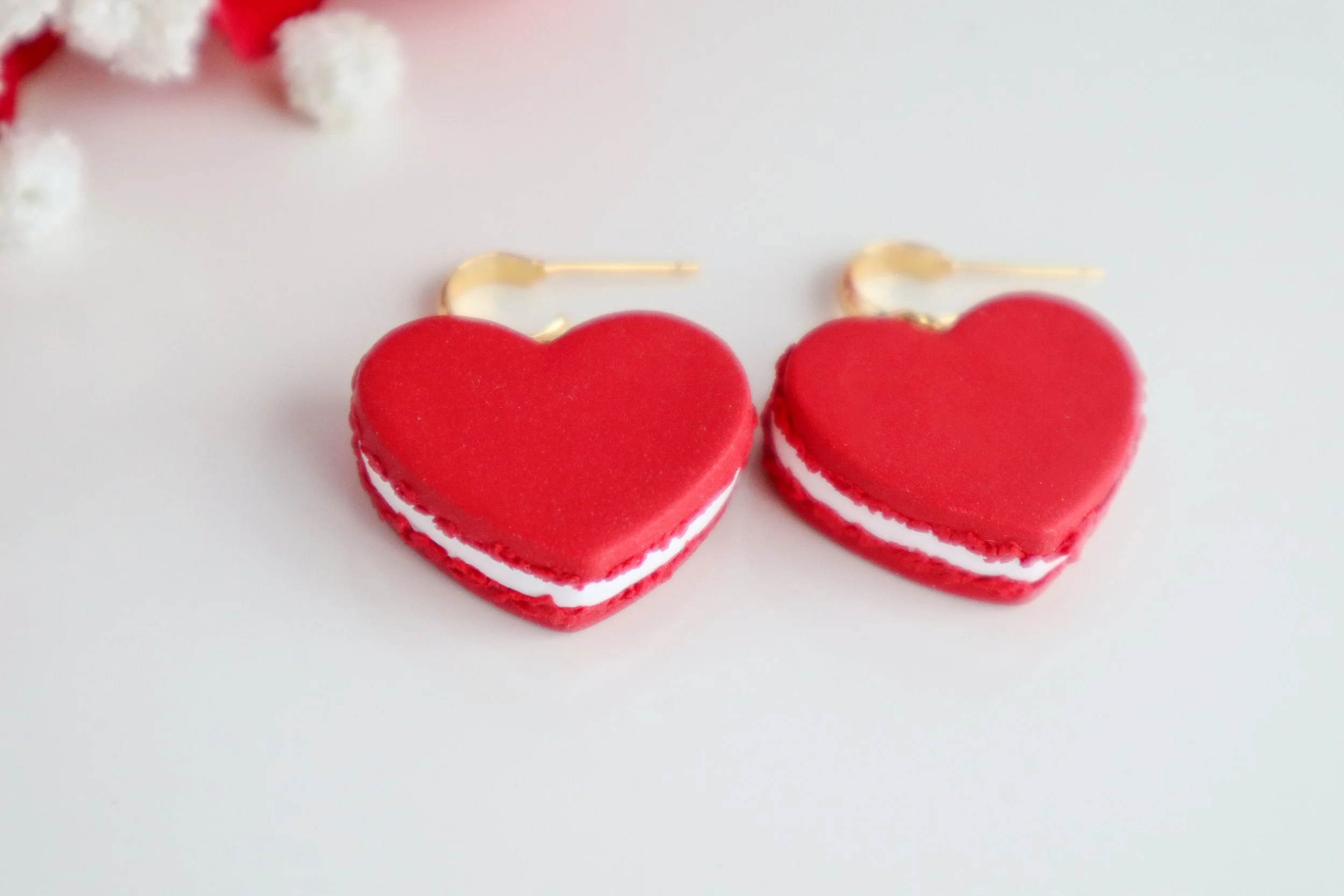 Red Heart Macaroon Earrings