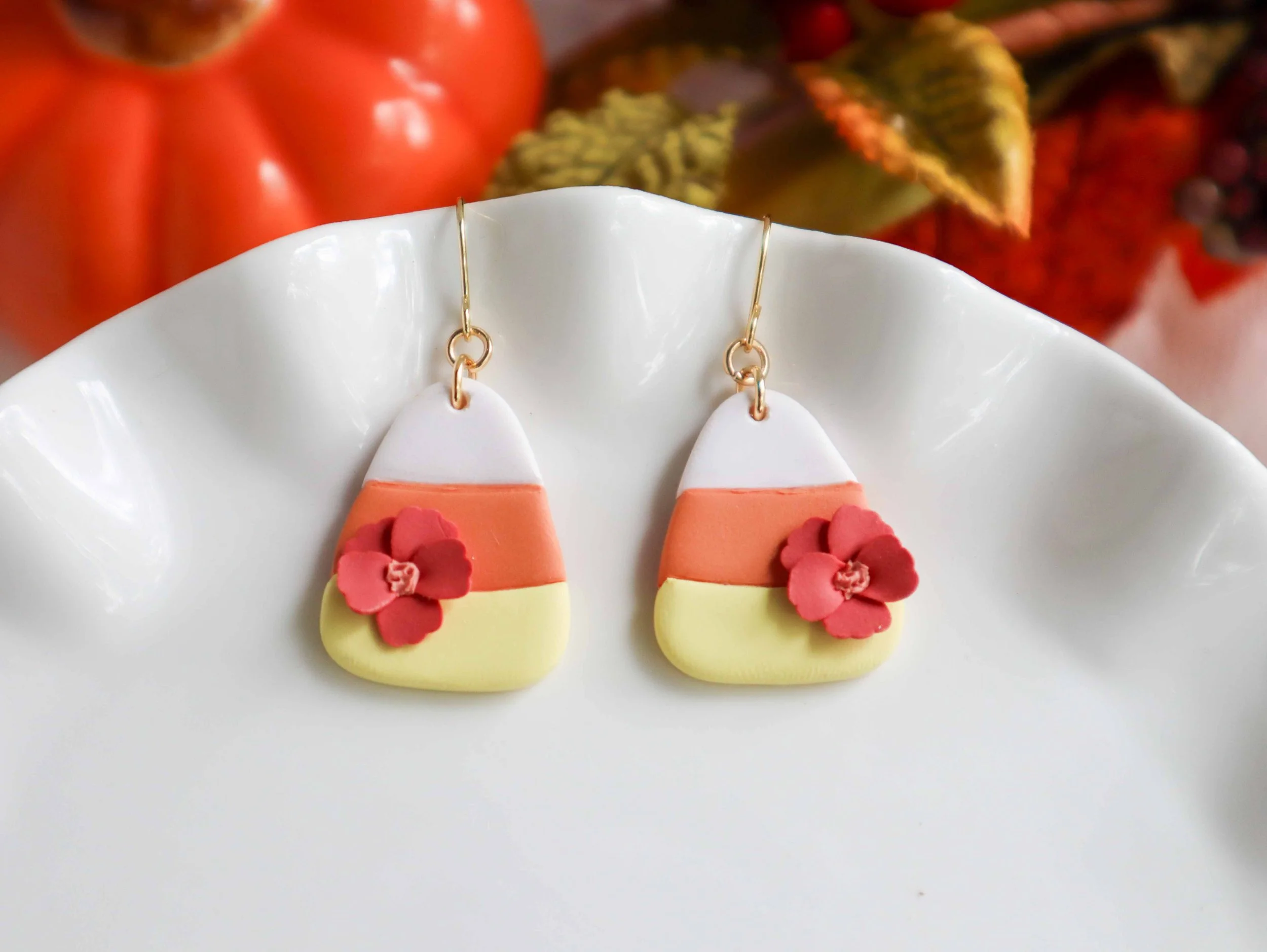 Floral Candy Corn Earrings