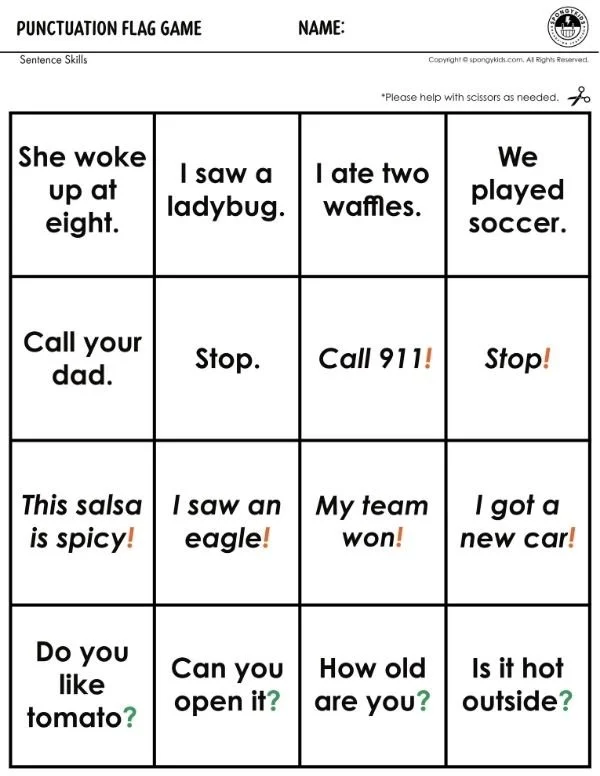 Punctuation Flag Game