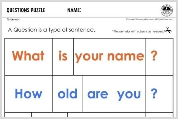 Question Sentence Puzzle