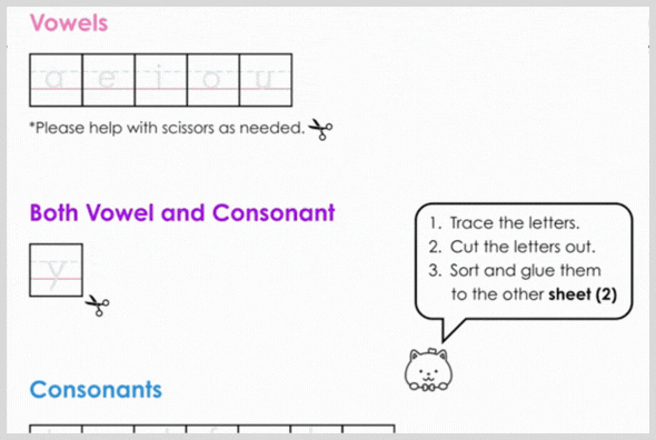 Sorting Vowels and Consonants