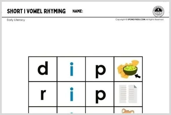 Short i Vowel Rhyming