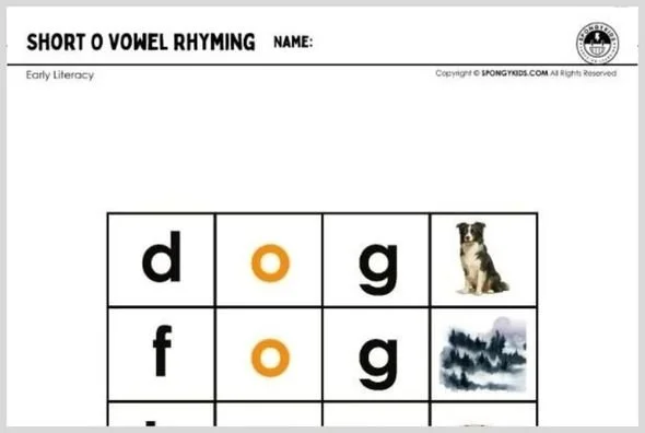 Short o Vowel Rhyming