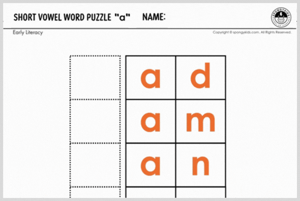 Short Vowel Word Puzzle