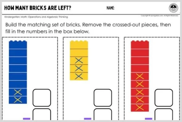 How Many Bricks Are Left? (Subtraction)
